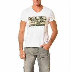 VON DUTCH T-Shirt Homme Col V Keep BLANC
