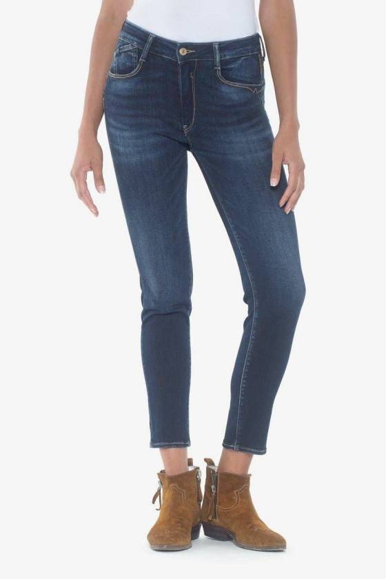 LE TEMPS DES CERISES Pulp slim taille haute 7/8ème jeans bleu N°1