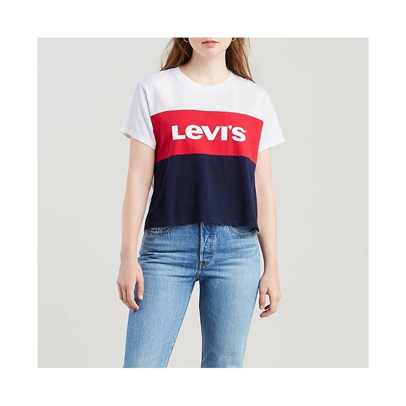 LEVI'S® T-shirt GRAPHIC CB VARSITY TEE CB SPORTSWEAR HOODIE SURF BLUE & WHITE + C30768 & 74317-0002