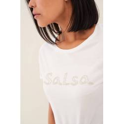 SALSA T-shirt BLANC LOGO SALSA BRODÉ Couleur Perle 122581 0071