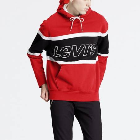 LEVI'S® Sweat Capuche PIECED HOODIE RACER COLORBLOCK BRILLIANT RED/ WHITE +/ DRESS BLU 81954-0000