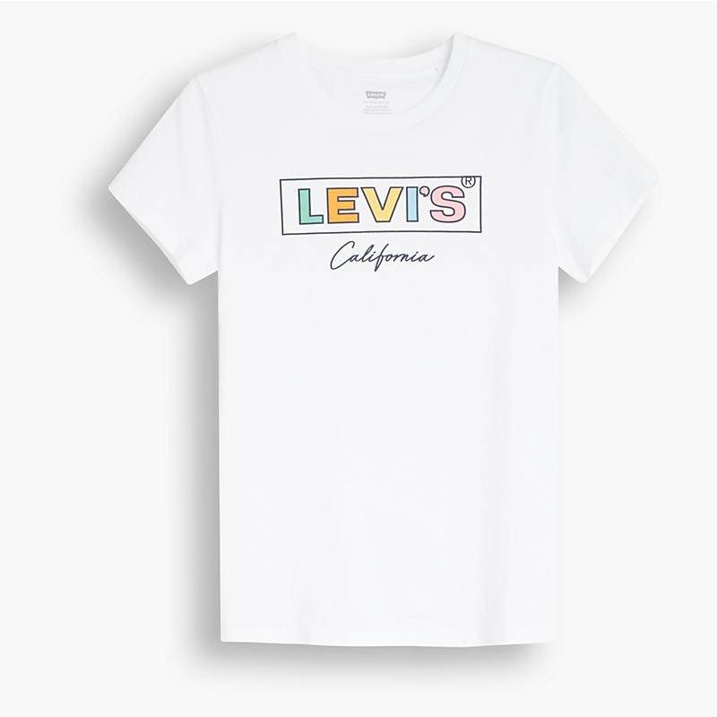 LEVI'S® T-shirt THE PERFECT GRAPHIC TEE SHIRT CALI BOX TAB WHITE+ Blanc