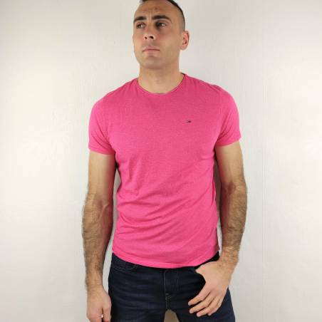 TOMMY JEANS T-shirt EN COTON MÉLANGÉ ESSENTIAL Bright Cerise Pink Rose