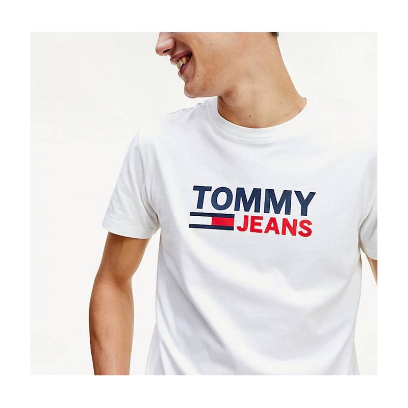 TOMMY JEANS T-shirt À LOGO EN COTON BIO Blanc