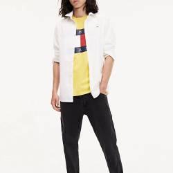 TOMMY JEANS CHEMISE OXFORD COTON STRETCH Classic White Blanc